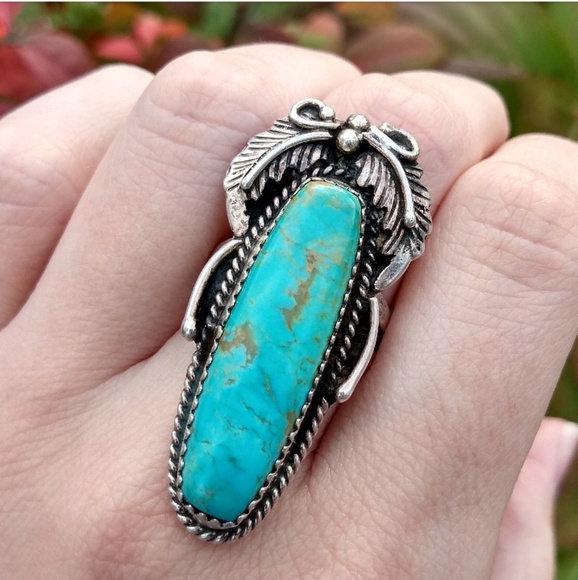 Jewelry - Vintage Navajo Running Bear silver turquoise ring